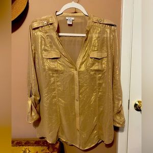 Gold shimmer dress top